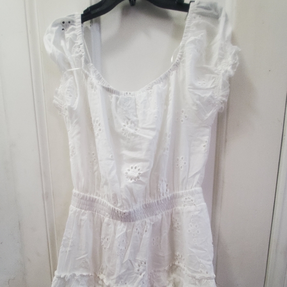 Aqua Eyelet Tiered Peasant Dress - Picture 3 of 6